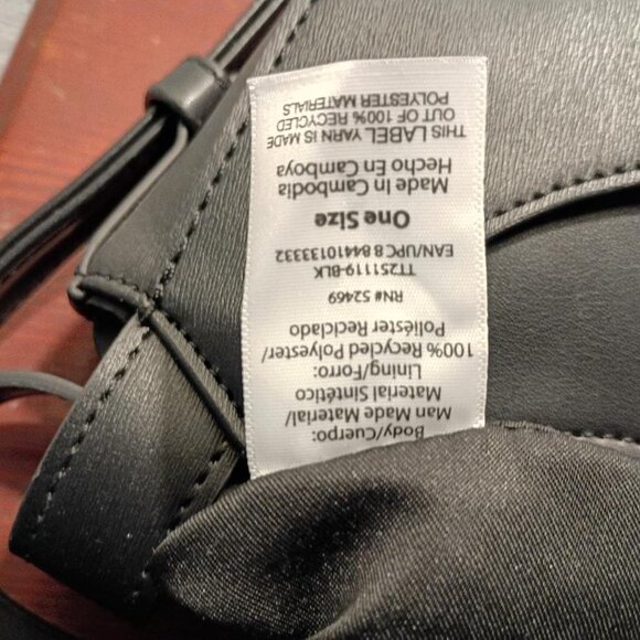 Time and Tru Women's River Faux Leather Small Hobo Shoulder Bag, Black - Picture 6 of 6